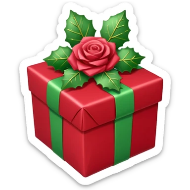 christmas gift with mistletoe magic color and peppermint rose color bow sticker