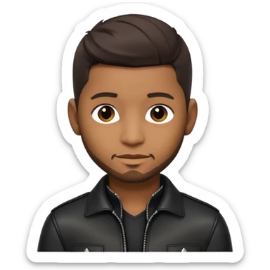 Usher with dark brown hair, black leather outfit sticker