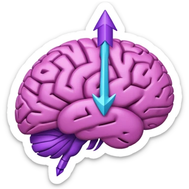 Purple arrow symbol with a brain on it sticker