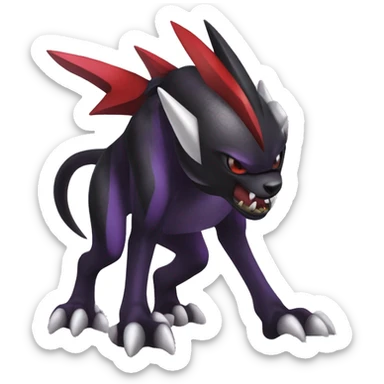 Black Cool Edgy Nargacuga-Houndoom-Garchomp Fakémon  with White and Red and purple and black Edgy markings sticker