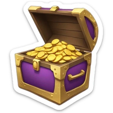 PURPLE OPENED TREASURE WITH COINS sticker