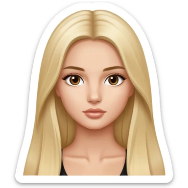 victoria’s secret model with long blonde straight hair, dark brown eyes, face oval shape sticker