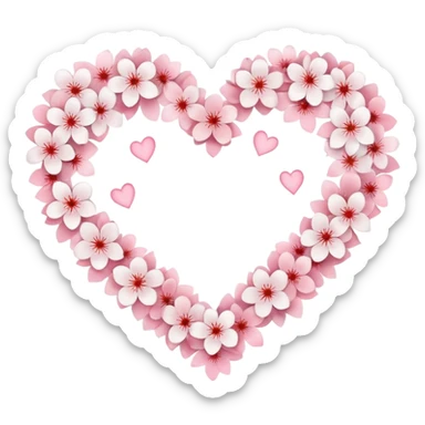 white heart made of sakura petals sticker