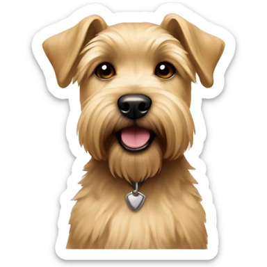 Tan Cairn and wheaten terrier girl puppy with one ear pointed up
 sticker