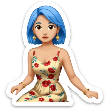 venice gondolier woman fat earring wearing blue hair sticker