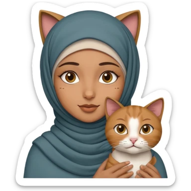 Arabic hijab girl with a brow hijab and her cat sticker