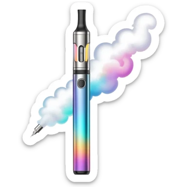 colorful modern vape pen with visible vapor cloud sticker
