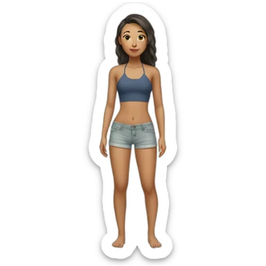 full body tall slim blasian girl beach no hair sticker