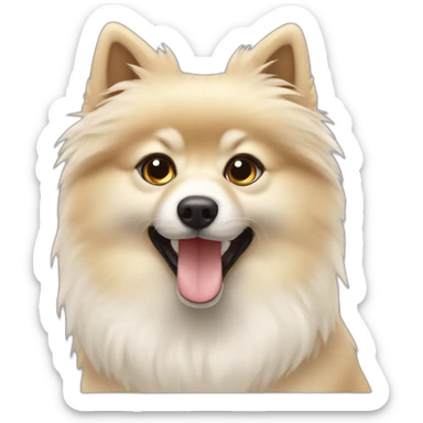 Beige spitz with holy joly sticker