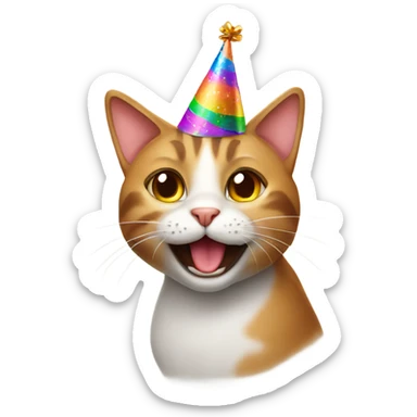 cat with birthday hat sticker