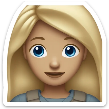 Girl with medium light skin tone, blue eyes, and light brown hair with blonde highlights.   sticker