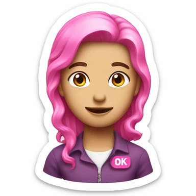 the word “ok” but pink sticker