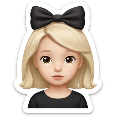 una chica pequeña con una cola color negro  3 años sticker