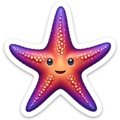 color gradient between red and purple glitter cute starfish sticker