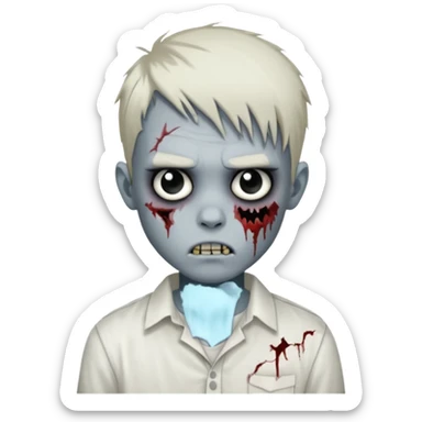 zombie boy with emo hair and white shirt sticker