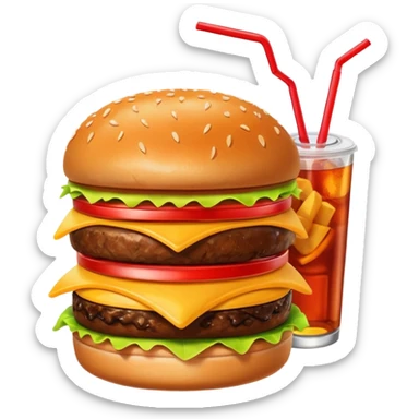 A single burger,, soft drink, fries image for my food vertical in the super app sticker