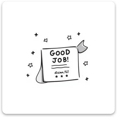Hand drawn certificate with "Good Job!" text and stars sticker