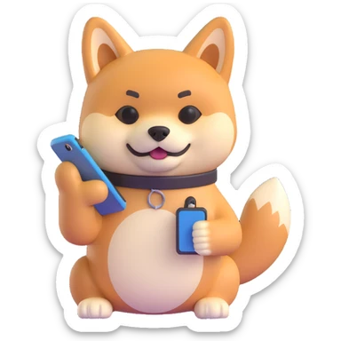 shiba inu holding a phone sticker