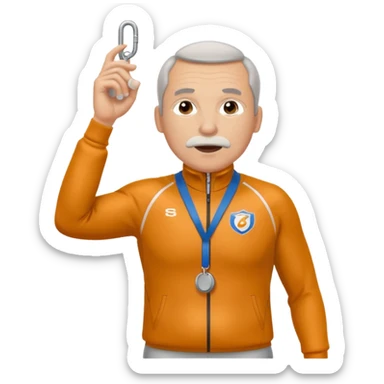 middle-aged track coach with whistle full body sticker