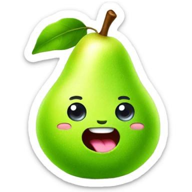 Shiny Green Cute pear with tongue sticker