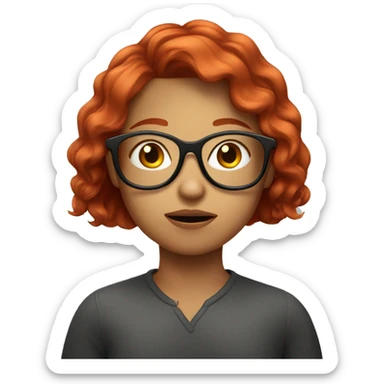 girl with red hair and glasses unable to talk sticker