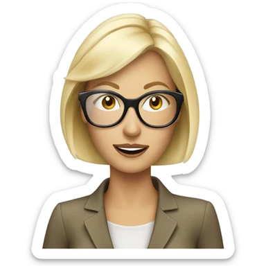 Elegant Blonde woman wearing glasses calling on cell phone sticker