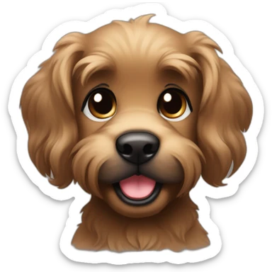 bouvier fawn brown and black puppy face very long hair smiling dark ears sticker