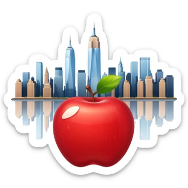 Una manzana con el skyline de Nueva York sticker