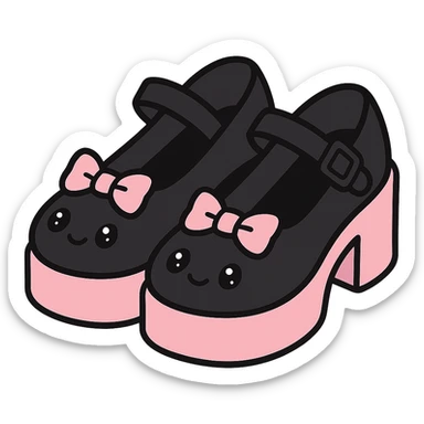 BLACKPINK-inspired gothic shoes, no hearts, black and pink, cute and stylish, kawaii style sticker