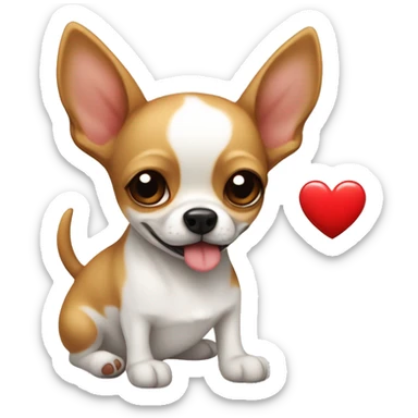 Perrito con un corazón rojo en el pecho, fondo blanco, perrito Chihuahua  sticker