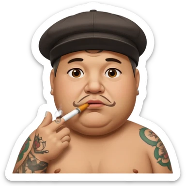 a fat dad with a cap and tattoos, with a cigarette in his mouth sticker