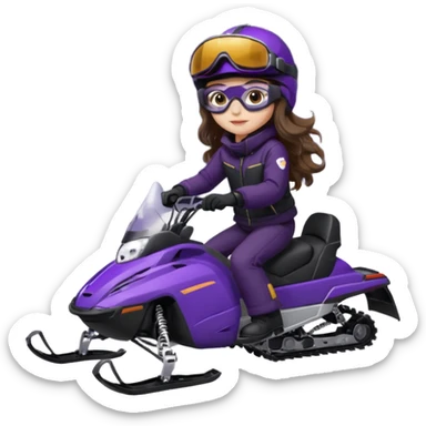 dark purple snowmobile, me Sitting on snowmobile goggles and helmet not covering my face brown eyes long wavy hair white skin dark purple formula 1995 snowmobile change sled color dark purple and white not yellow Snowmobile helmet and goggles, not on my face pants black remove face goggles on eyes sticker