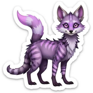 Feral Rare Fantasy dark pastel Vernid-Sergal-Genet-Trico-species by LiLaiRa, random markings, tufted ears, full body sticker