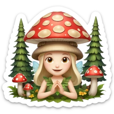 mushroom fairy portrait, head and shoulders only, wearing a large mushroom cap hat, tiny glowing wings visible behind shoulders, cute magical smile, forest fantasy vibe, 3D cartoon, mobile game icon style, clean background, no text, no watermark

 sticker