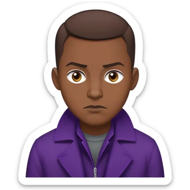 Amycus Carrow in harry potter, a man thin, brown hair, crew cut hair, look evil, dark purple coat sticker