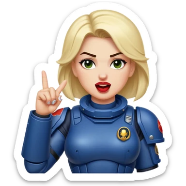 woman space marine crossed out middle finger and face with tongue out wink eye sticker