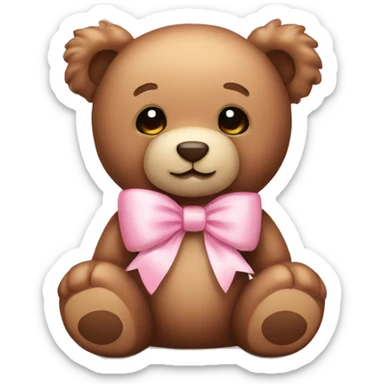 teddy bear with light pink bow sticker