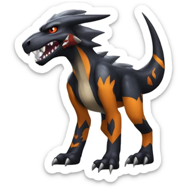 Black Cool Edgy Nargacuga-Garchomp-Houndoom-Sergal Fakémon with Edgy markings,  full body sticker
