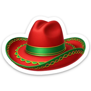 colorful mariachi hat with red and green decorations sticker