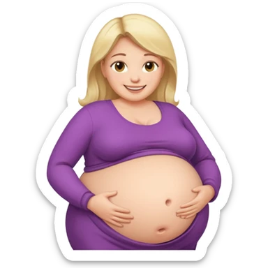 very heavily pregnant overdue woman with super  huge belly sticker