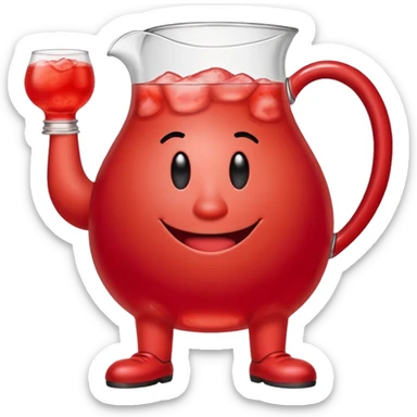 Kool-Aid man, red pitcher character with a smiling face and legs sticker