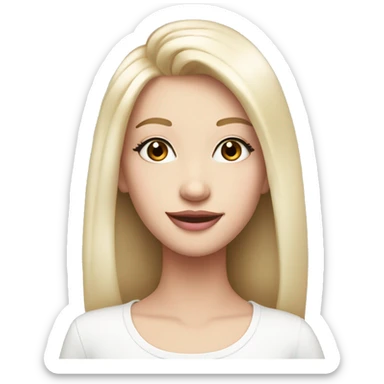 Girl with very Long lashes, white skin and pink lips, smiling sticker