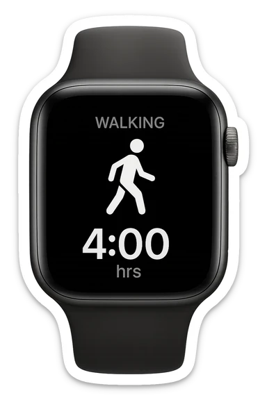 smartwatch con modalità attiva di camminata che segna 4 ore di camminata, REALISTICA 4K sticker