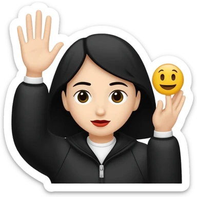 vull un perosnatge estil bimoji que sigui com una nimfa bella i fantasmal amb túniques blanques. Té la pell literalments blanca com el guix, cabell platejat, un nas llarg, ulls negres grans i llavis carmesí. que estigui somrient sense arrecades  sticker