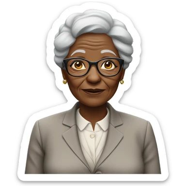 An  elderly  African  woman  with  glasses  and  wrinkles,  dressed  in  a  suit. sticker