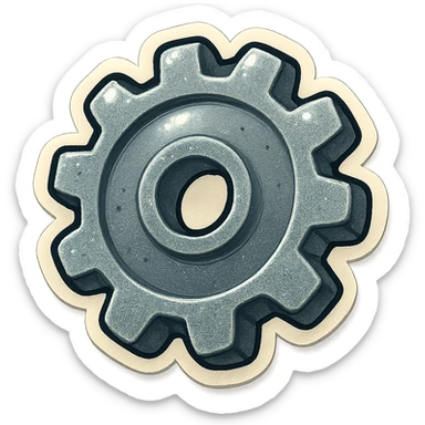 A gray gear with cogs with a vintage design and a retro vibe sticker
