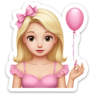 blonde girl in pink dress birthday party  sticker