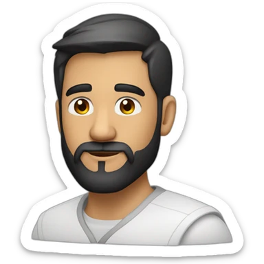 Indian white tan skin man developer in plain white shirt with sleeve up and nice medium length short black hair and beard close up profile image sticker