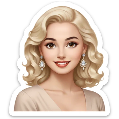  and confident woman with light skin, exuding feminine energy and elegance. She has expressive eyes, well-groomed eyebrows, and a charming smile. Her hair is styled beautifully—either in soft waves or a sleek, sophisticated look. She wears statement earrings, adding a touch of luxury. The outfit is chic yet effortless—either in light tones or a bold, striking color, reflecting her expertise and charismatic personality. The expression should be engaging, either playful, encouraging, or confidently professional. The art style should be modern, digital, and high-quality, resembling premium sticker sets. The background should be minimal or transparent, making it suitable for messaging apps. sticker