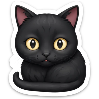 sad black cat with a tear, curled up sticker